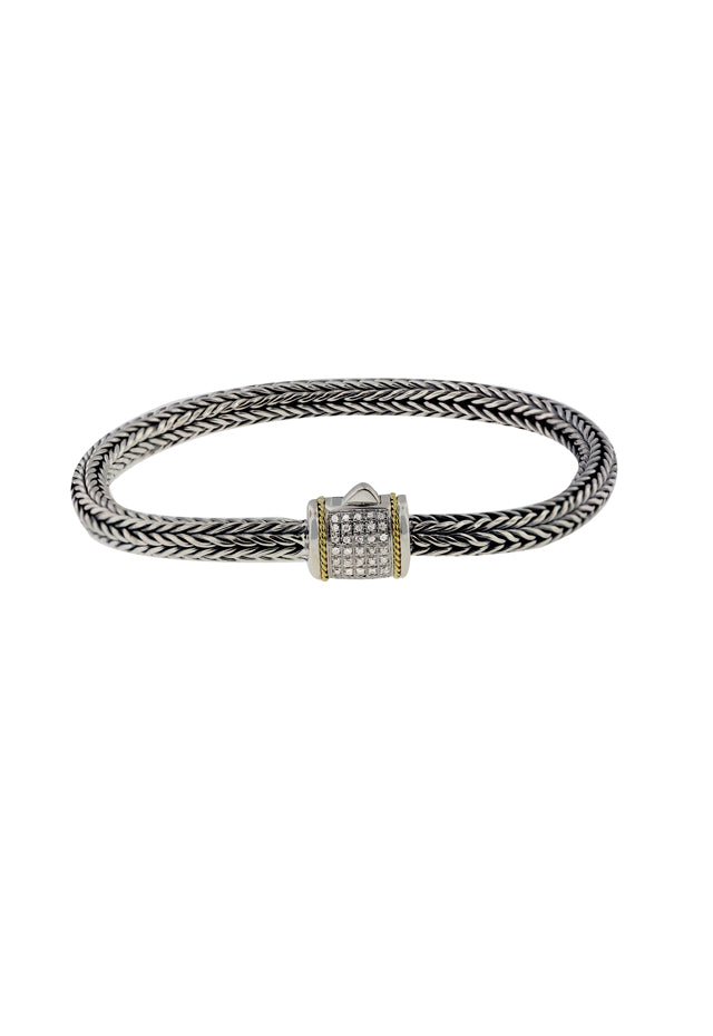 925 Sterling Silver and 18K Yellow Gold Diamond Bracelet, 0.14 TCW