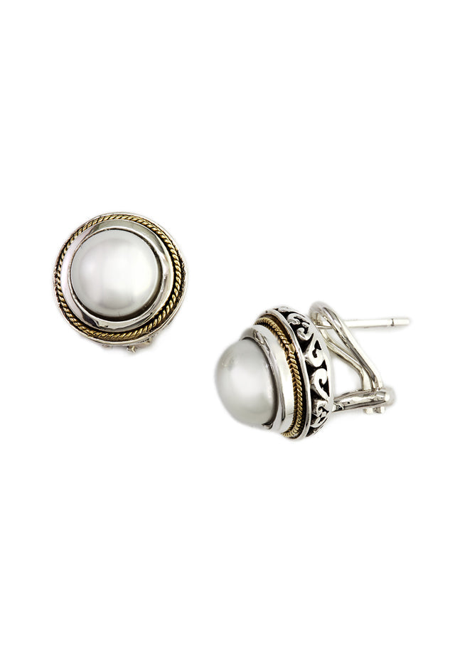 925 Sterling Silver & 18K Gold Cultured Pearl Earrings