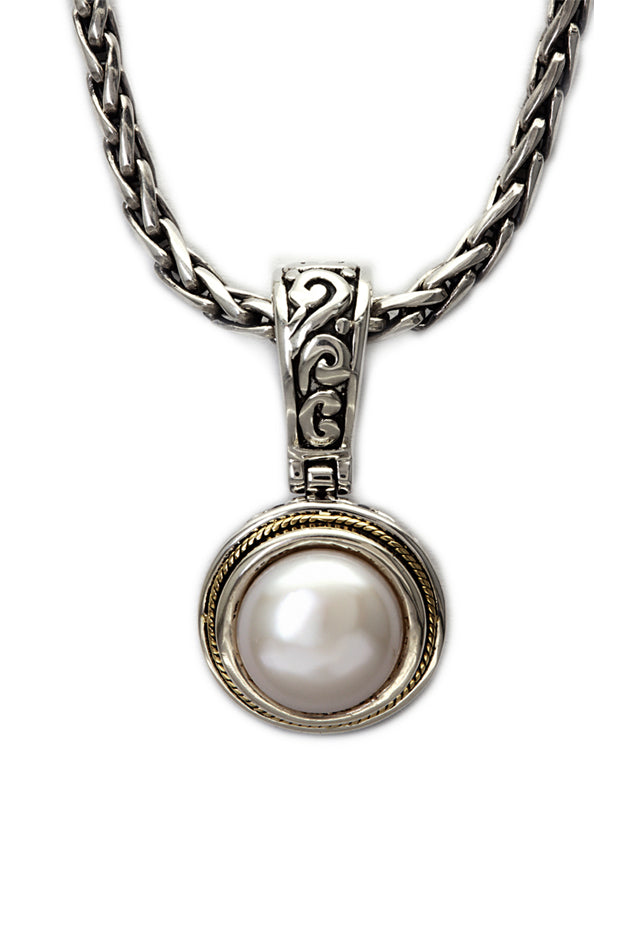 925 Sterling Silver & 18K Gold Cultured Pearl Pendant