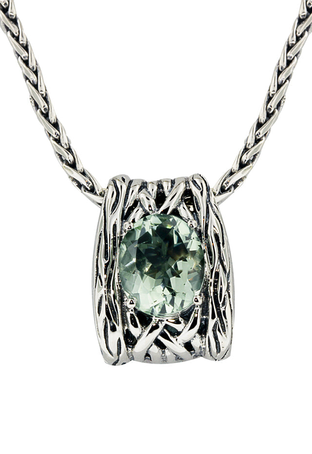 925 Lagoon Green Amethyst Pendant, 4.09 TCW