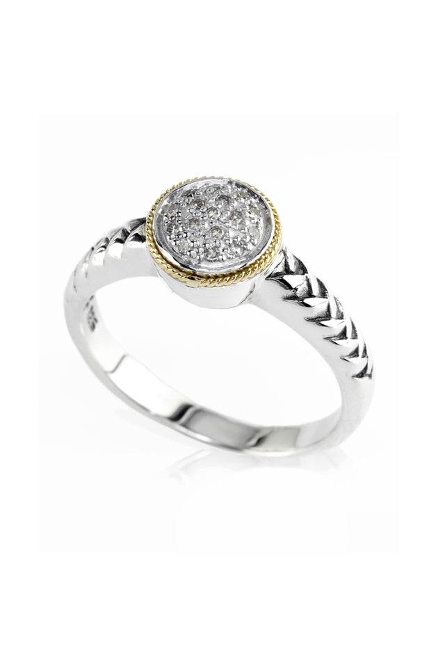 925 Sterling Silver & 18K Gold Accented Diamond Ring, 0.06 TCW