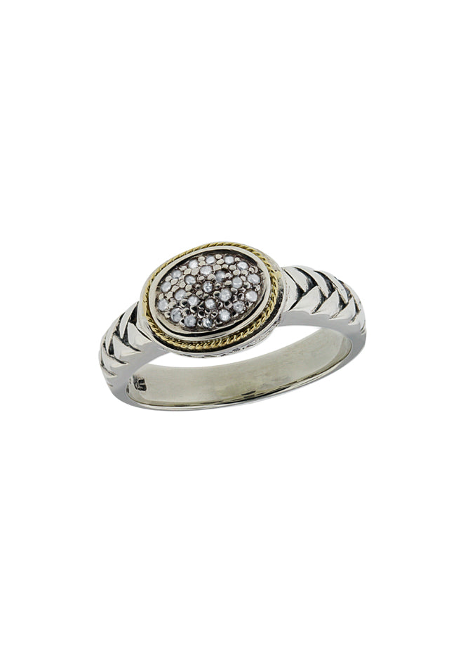 925 S. Silver & 18K Gold Diamond Ring, .11 TCW