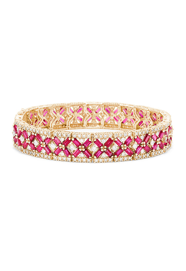 14K Yellow Gold Ruby and Diamond Bracelet, 14.10 TCW