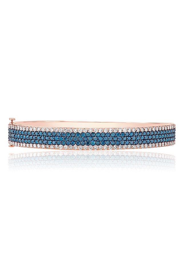 Bella Bleu 14K Rose Gold Blue and White Diamond Bangle, 4.47 TCW