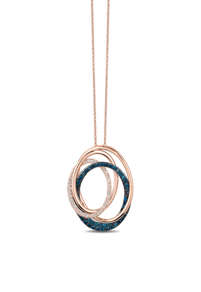 Bella Bleu 14K Rose Gold Blue and White Diamond Pendant, 0.45 TCW