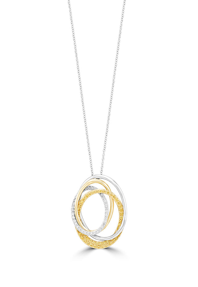 Canare 14K 2-Tone Gold Yellow and White Diamond Crossover Pendant, 0.45 TCW