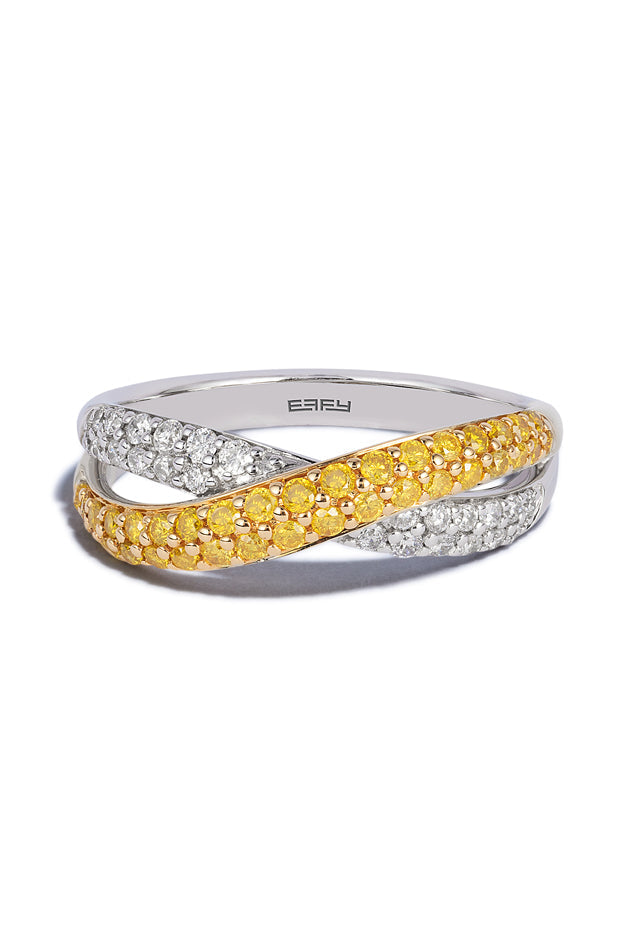 Canare 14K 2-Tone Gold Yellow and White Diamond Ring, 0.60 TCW