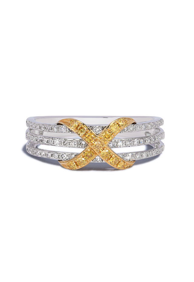 Canare 14K 2-Tone Gold Yellow and White Diamond Band, 0.35 TCW