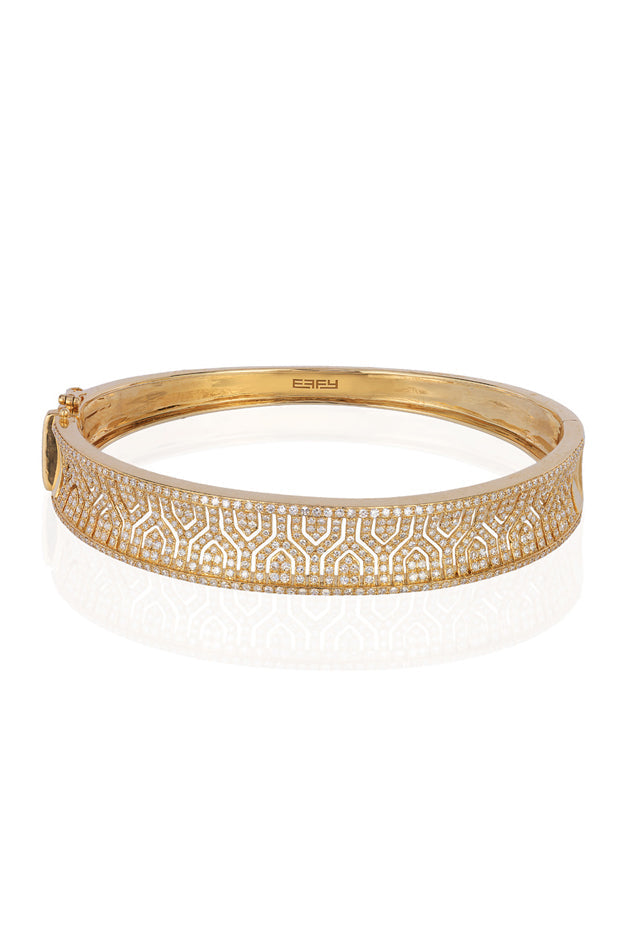 D'Oro 14K Yellow Gold Diamond Maze Bangle, 1.98 TCW