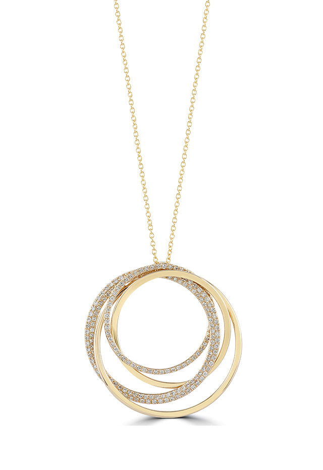 D'Oro 14K Yellow Gold Diamond Circles Pendant, 0.70 TCW