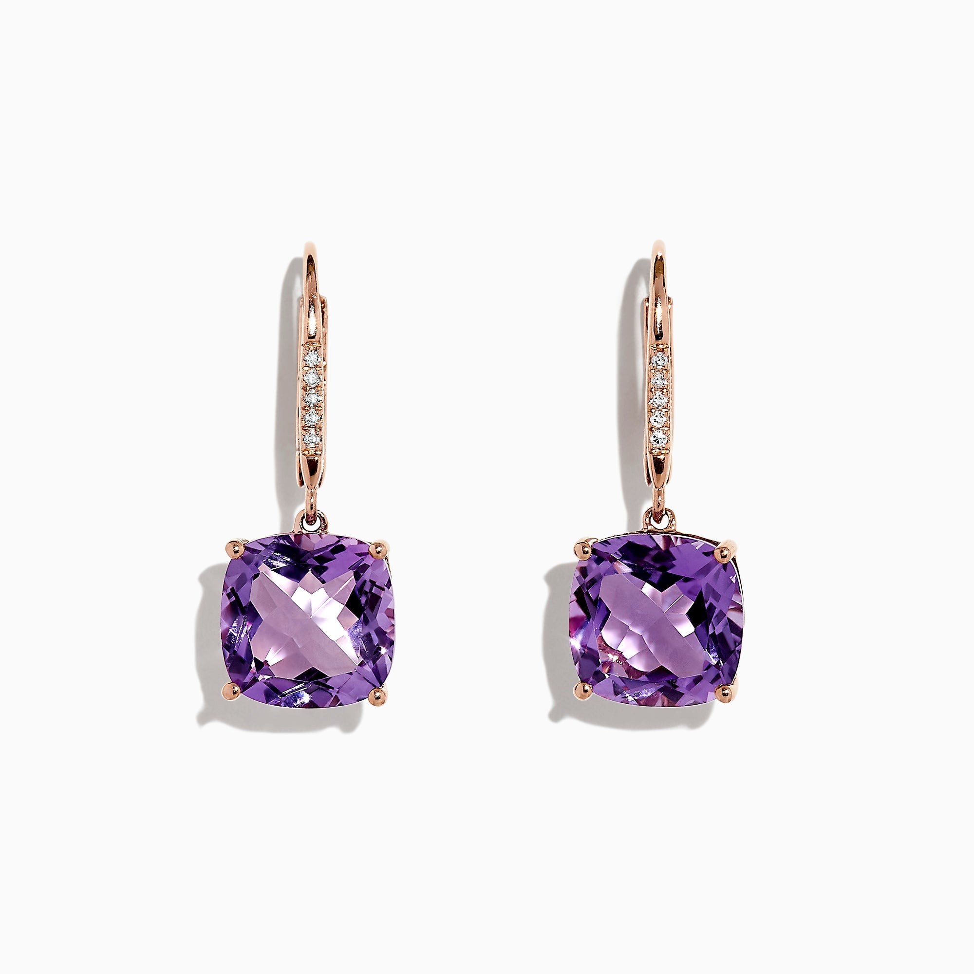 14K Rose Gold Amethyst and Diamond Earrings, 8.12 TCW