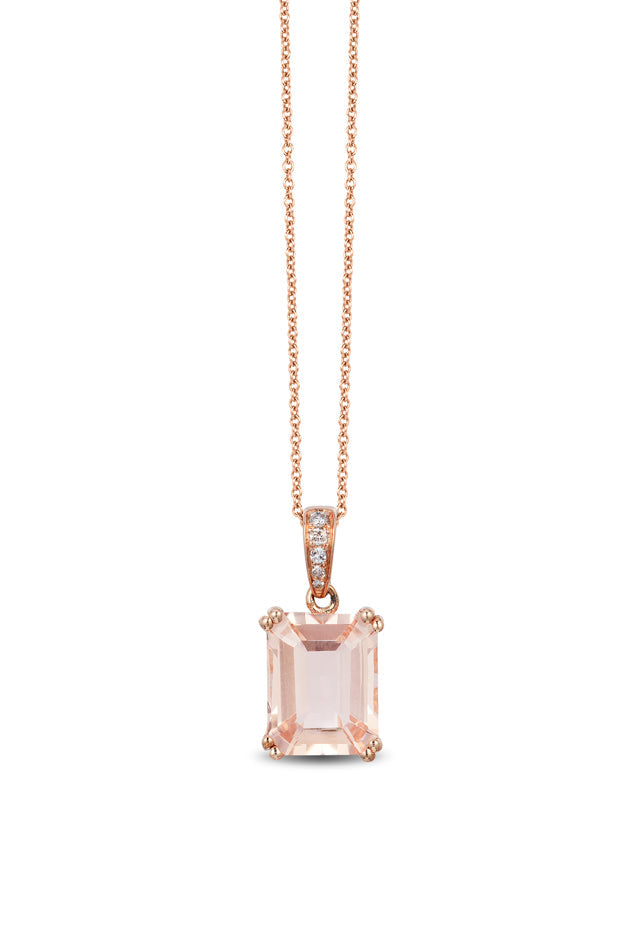 Blush 14K Rose Gold Morganite and Diamond Pendant, 2.58 TCW