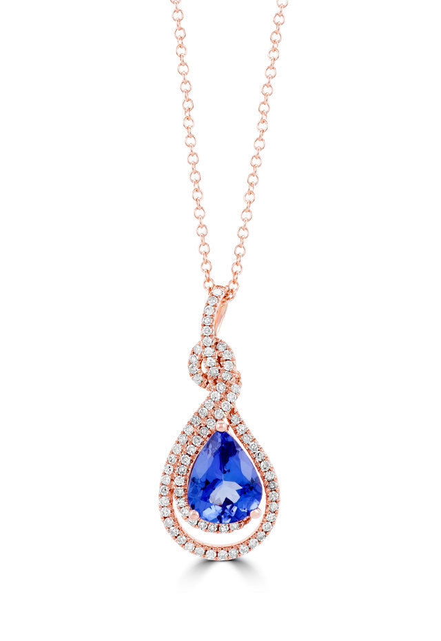 14K Rose Gold Tanzanite and Diamond Pendant, 1.81 TCW