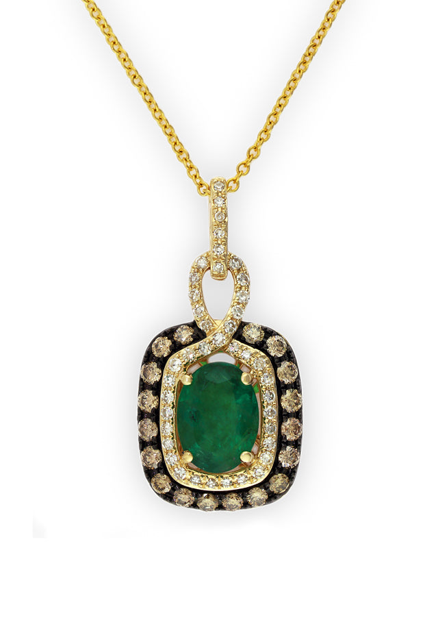 Gemma Emerald, Espresso & White Diamond Pendant