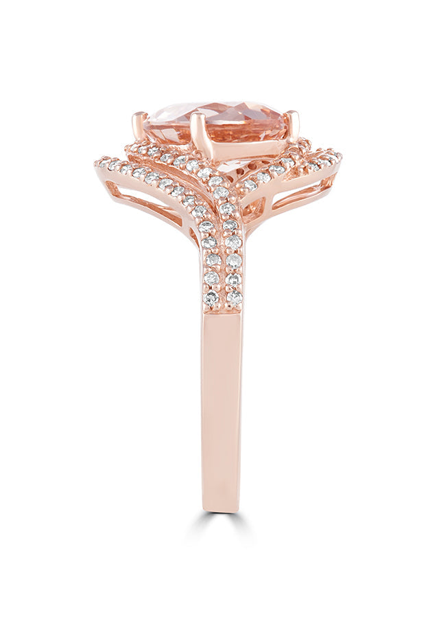 Blush 14K Rose Gold Morganite and Diamond Ring, 2.62 TCW