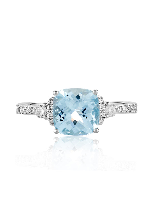 Aquarius 14K White Gold Aquamarine and Diamond Ring, 2.15 TCW