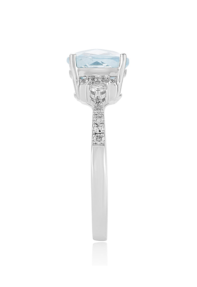 Aquarius 14K White Gold Aquamarine and Diamond Ring, 2.15 TCW