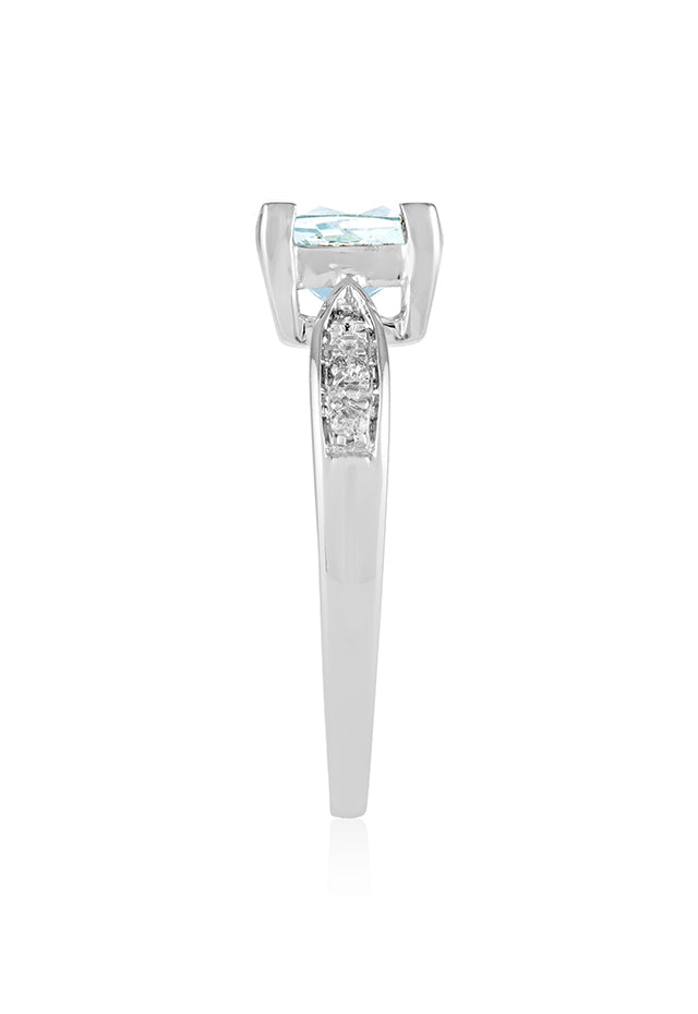 Aquarius 14K White Gold Aquamarine and Diamond Ring, 1.35 TCW