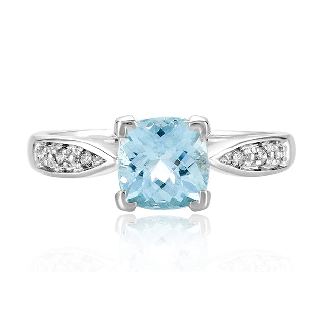 Aquarius 14K White Gold Aquamarine and Diamond Ring, 1.35 TCW