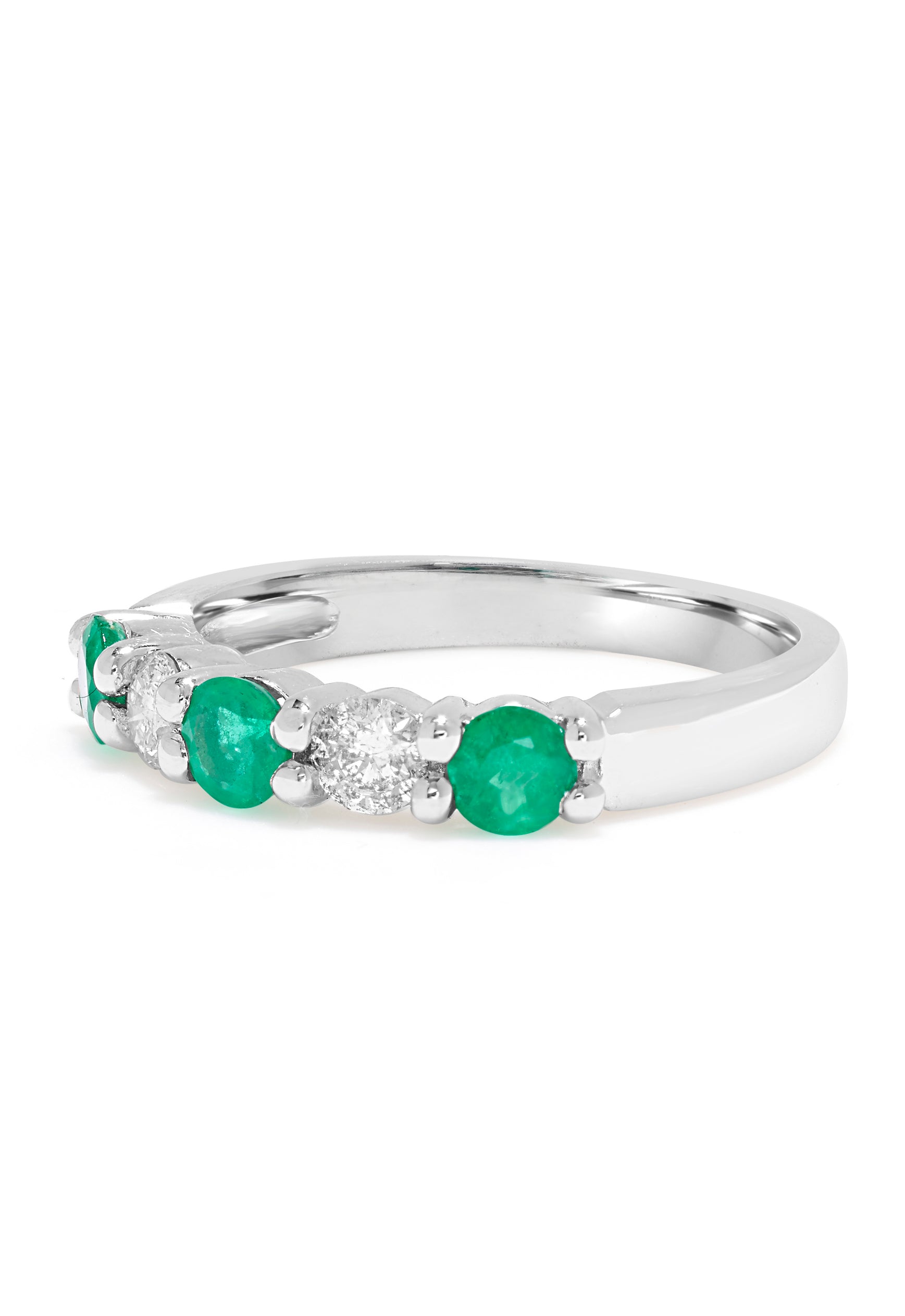 Brasilica 14K White Gold Emerald and Diamond Ring, 0.95 TCW