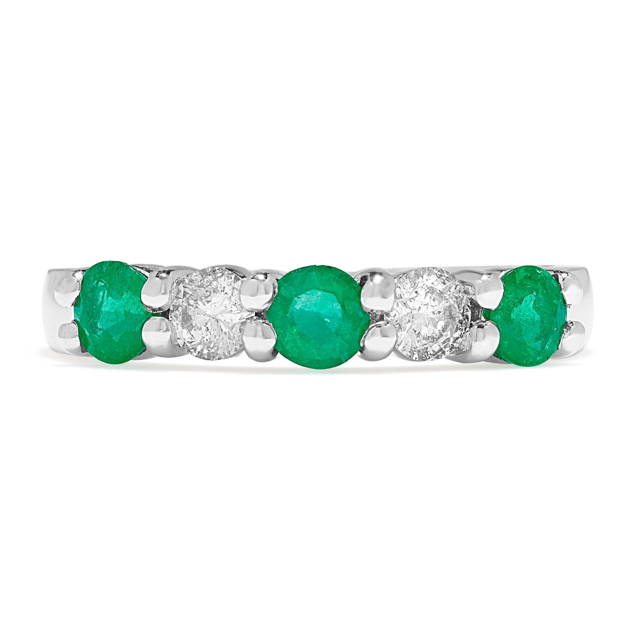 Brasilica 14K White Gold Emerald and Diamond Ring, 0.95 TCW