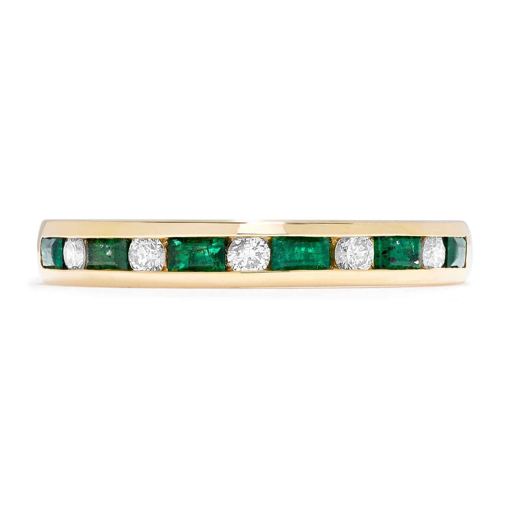 Brasilica 14K Yellow Gold Emerald and Diamond Channel-Set Ring, 0.66 TCW