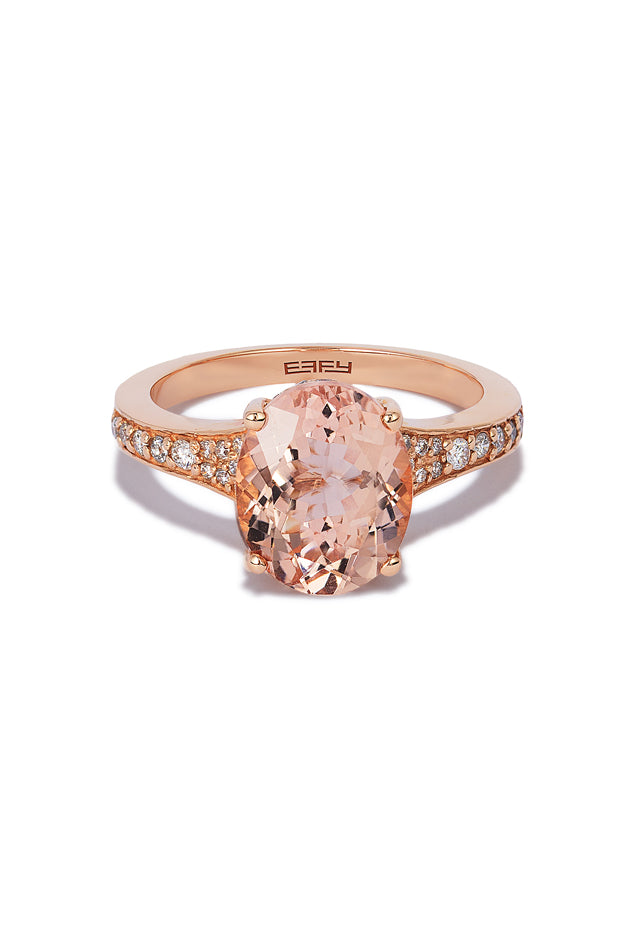 Blush 14K Rose Gold Morganite and Diamond Ring, 3.40 TCW