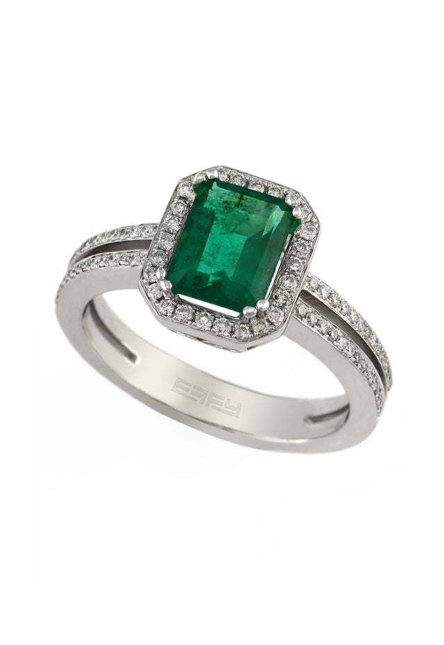 Brasilica 14K White Gold Emerald and Diamond Ring, 1.70 TCW