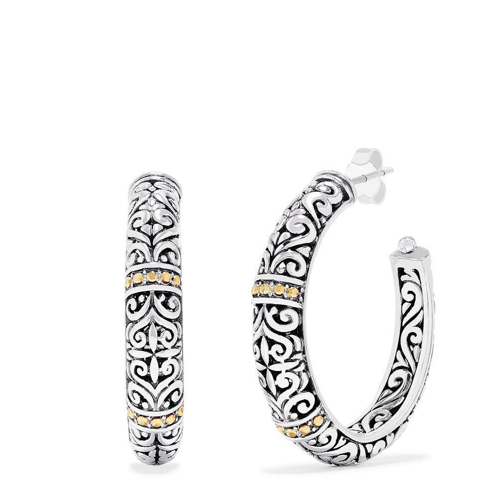 925 Sterling Silver and 18K Yellow Gold Accented Hoop Earrings