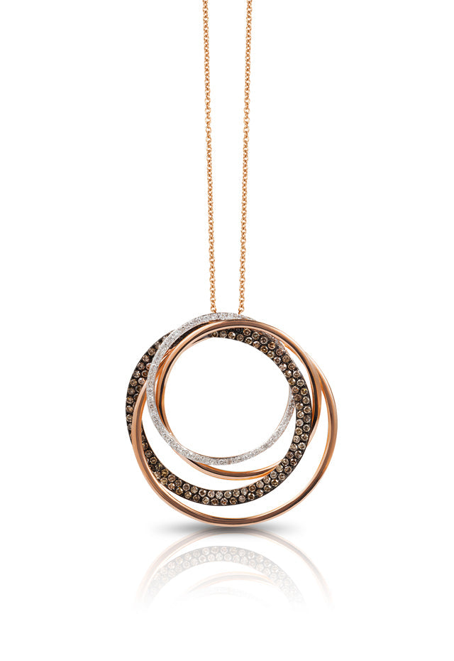 14K Rose Gold Espresso and White Diamond Pendant, 1.06 TCW