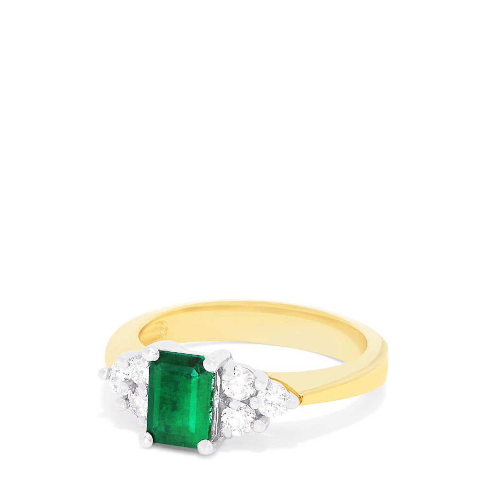 Brasilica 14K 2-Tone Gold Emerald and Diamond Ring, 1.36 TCW