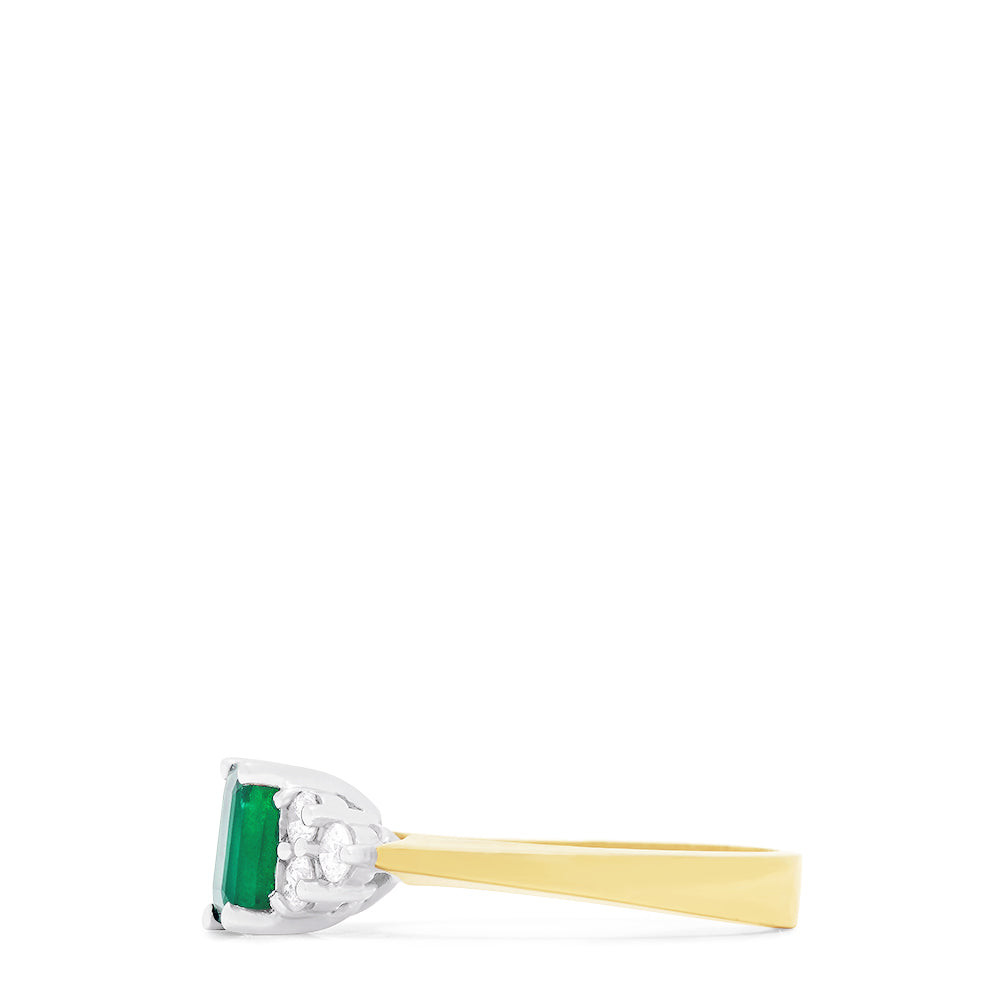 Brasilica 14K 2-Tone Gold Emerald and Diamond Ring, 1.36 TCW