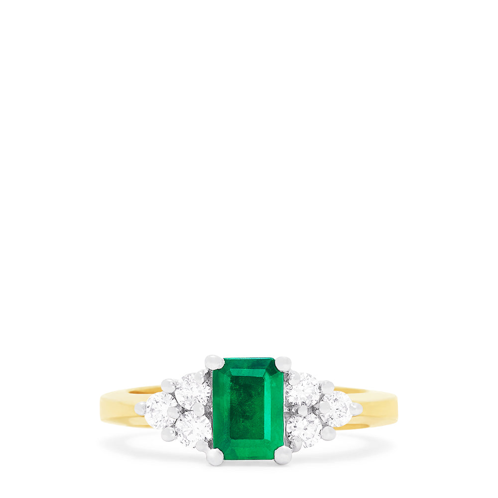 Brasilica 14K 2-Tone Gold Emerald and Diamond Ring, 1.36 TCW