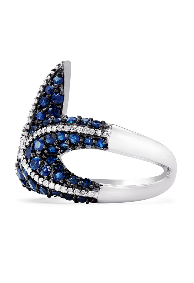 Seaside 14K White Gold Sapphire & Diamond Starfish Ring