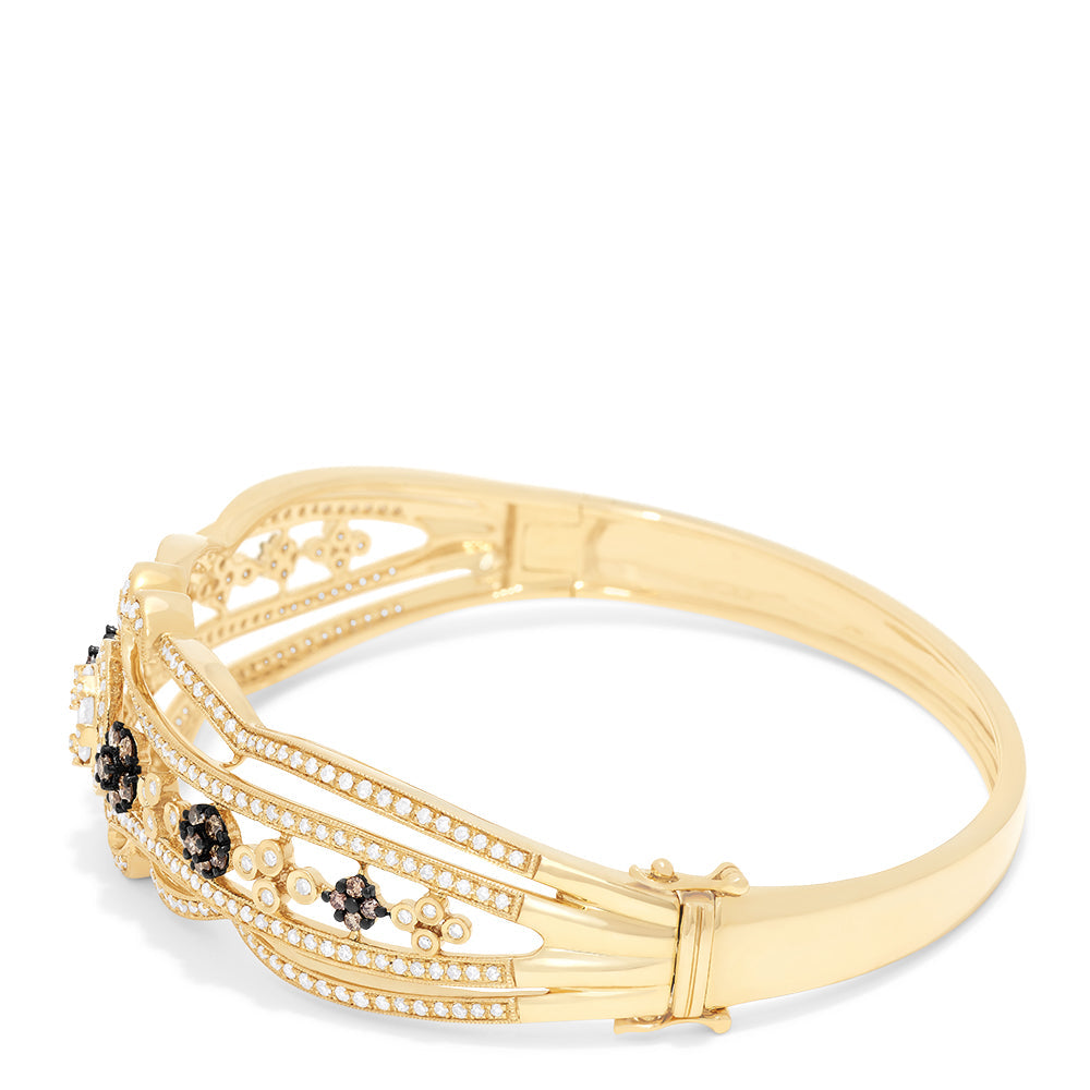 14K Yellow Gold Diamond Filigree Bangle, 2.03 TCW