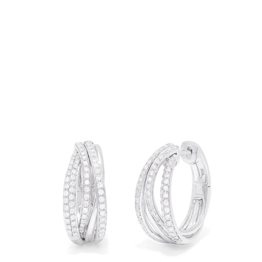 Pave Classica 14K White Gold Diamond Hoop Earrings, 0.52 TCW