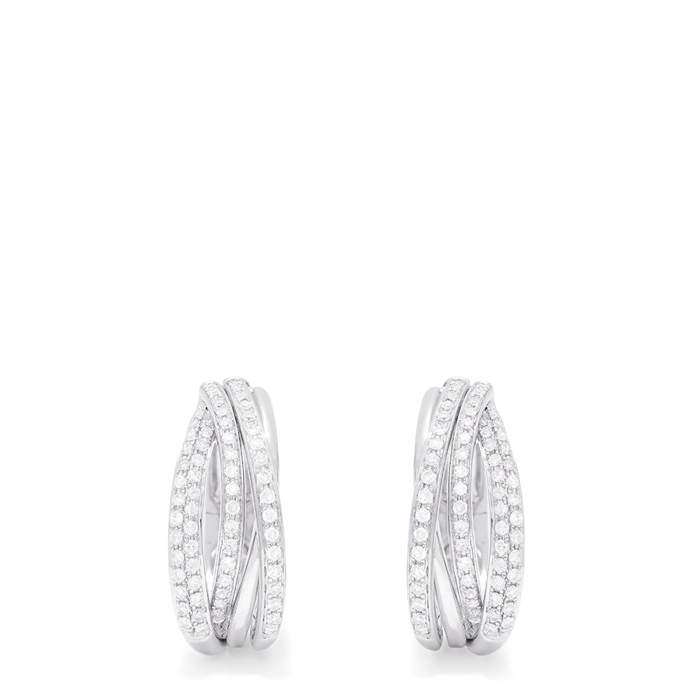 Pave Classica 14K White Gold Diamond Hoop Earrings, 0.52 TCW