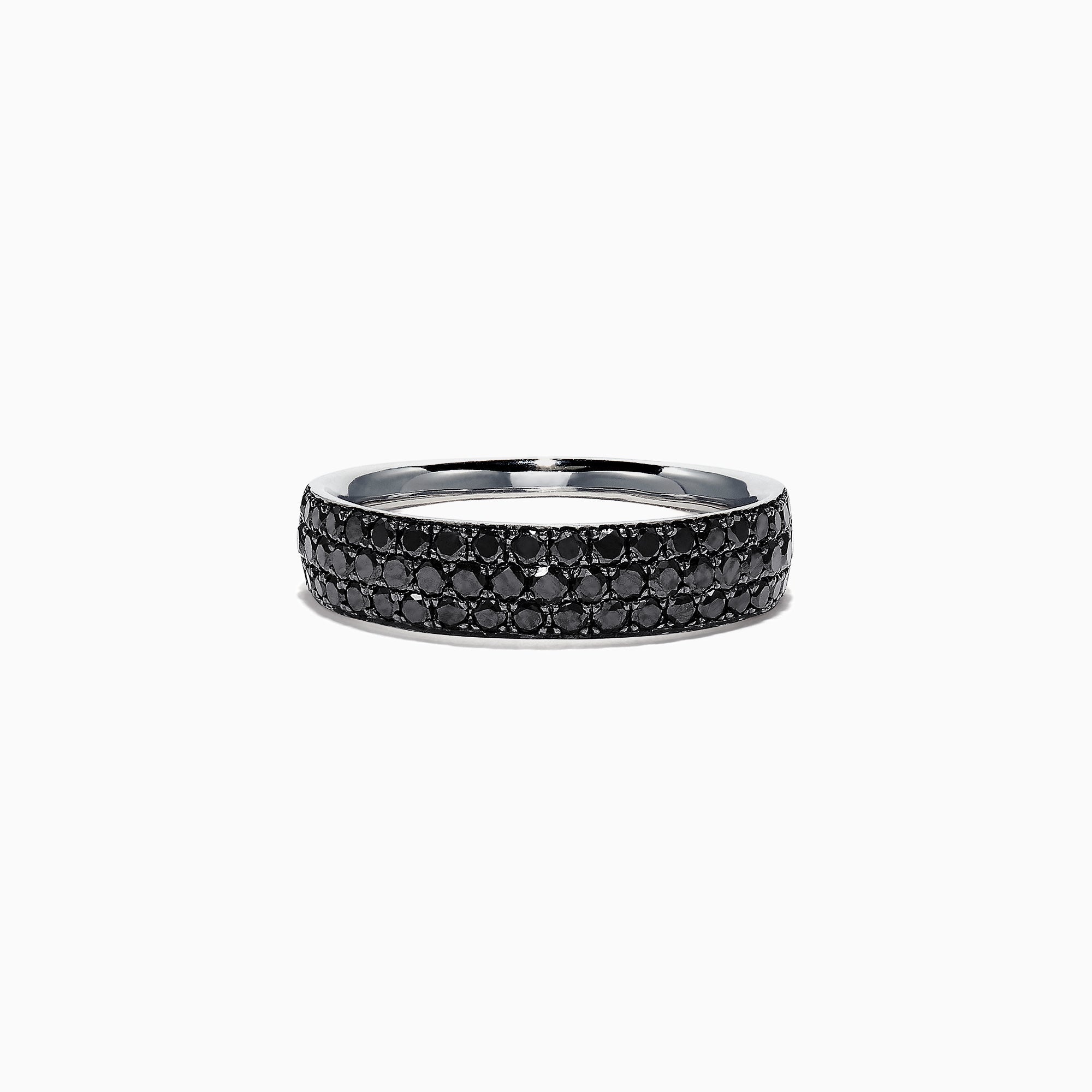 14K White Gold Black Diamond Band Ring, 0.88 TCW