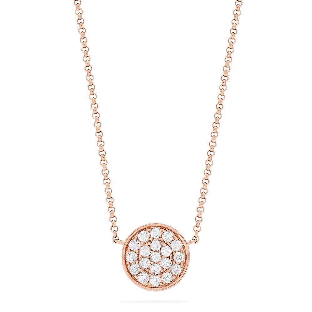 Pave Rose 14K Rose Gold Diamond Disc Necklace, 0.28 TCW