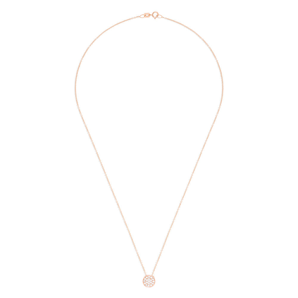 Pave Rose 14K Rose Gold Diamond Disc Pendant, 0.28 TCW