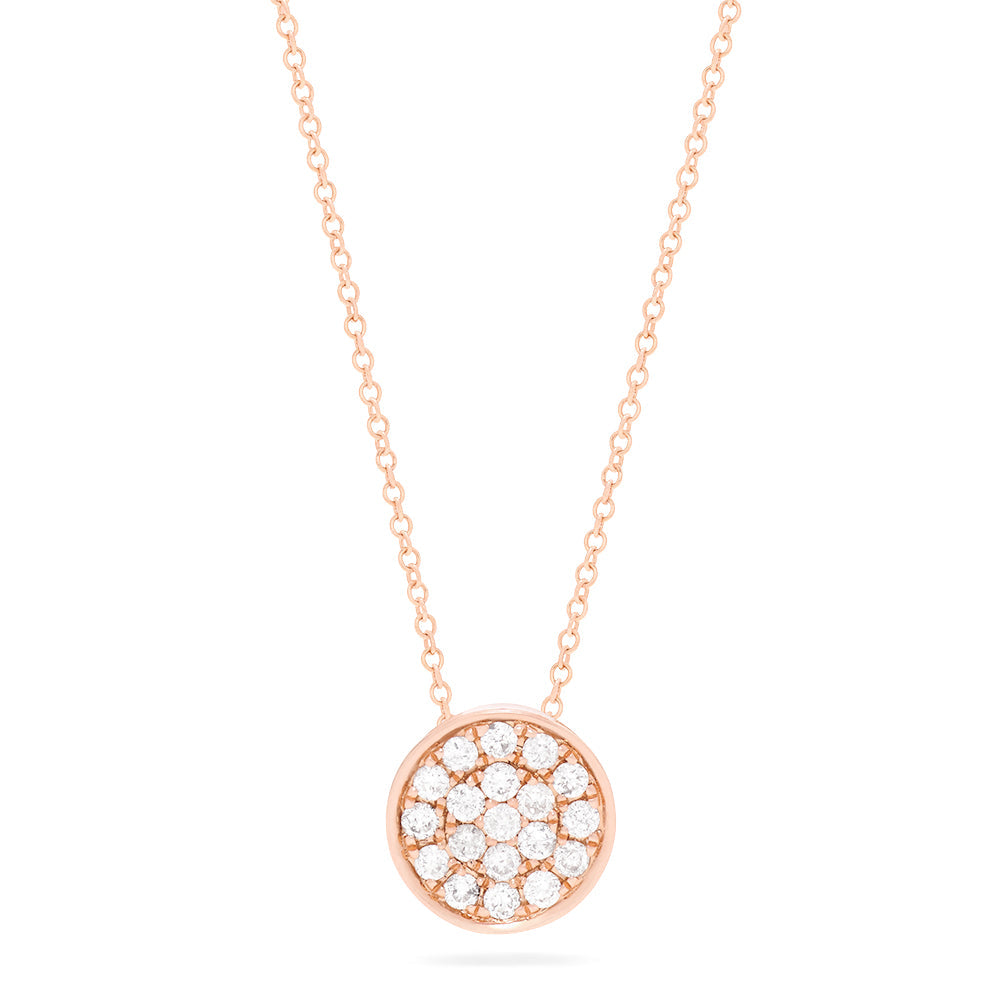 Pave Rose 14K Rose Gold Diamond Disc Pendant, 0.28 TCW