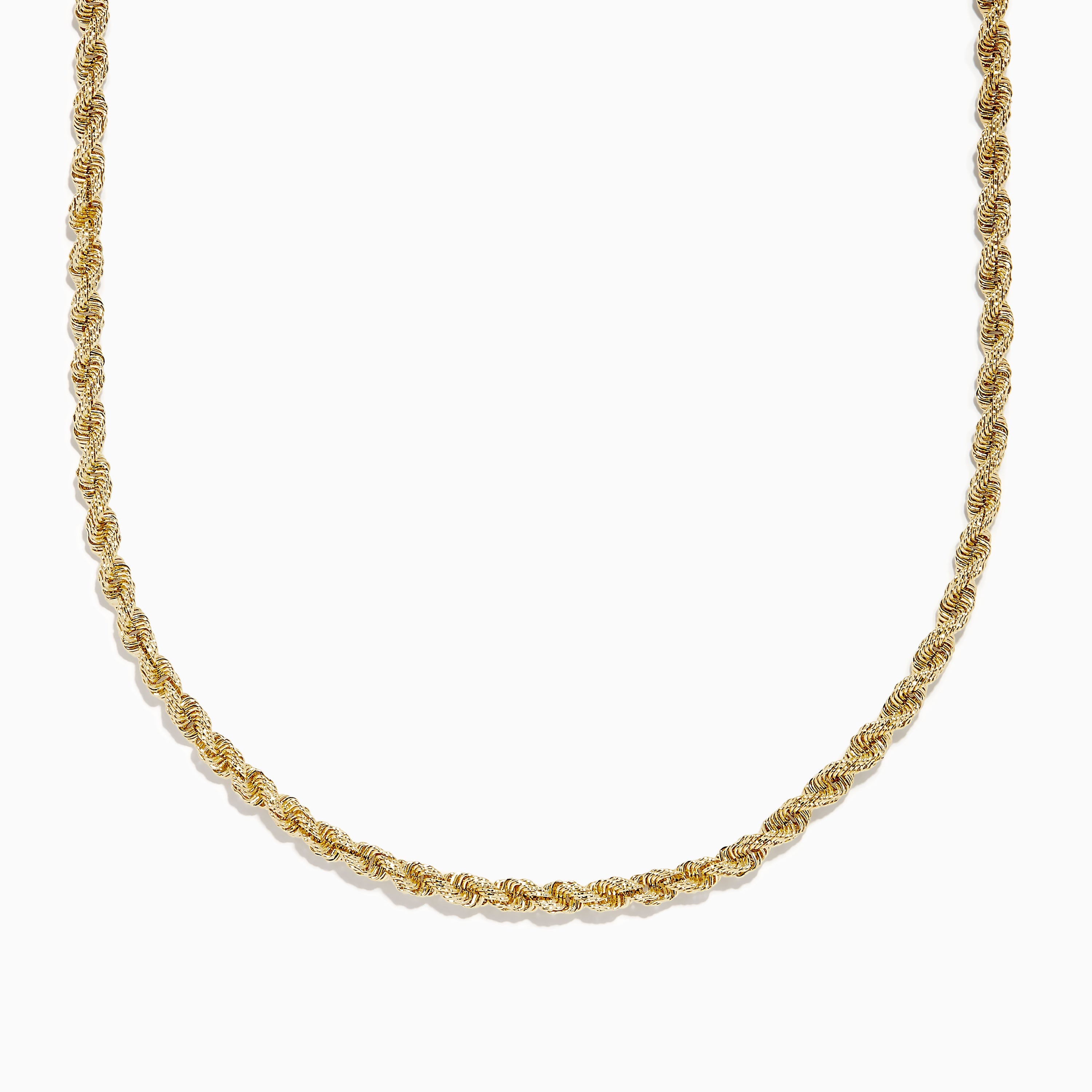 14K Yellow Gold 4mmHollow Spiral Rope 22" Necklace