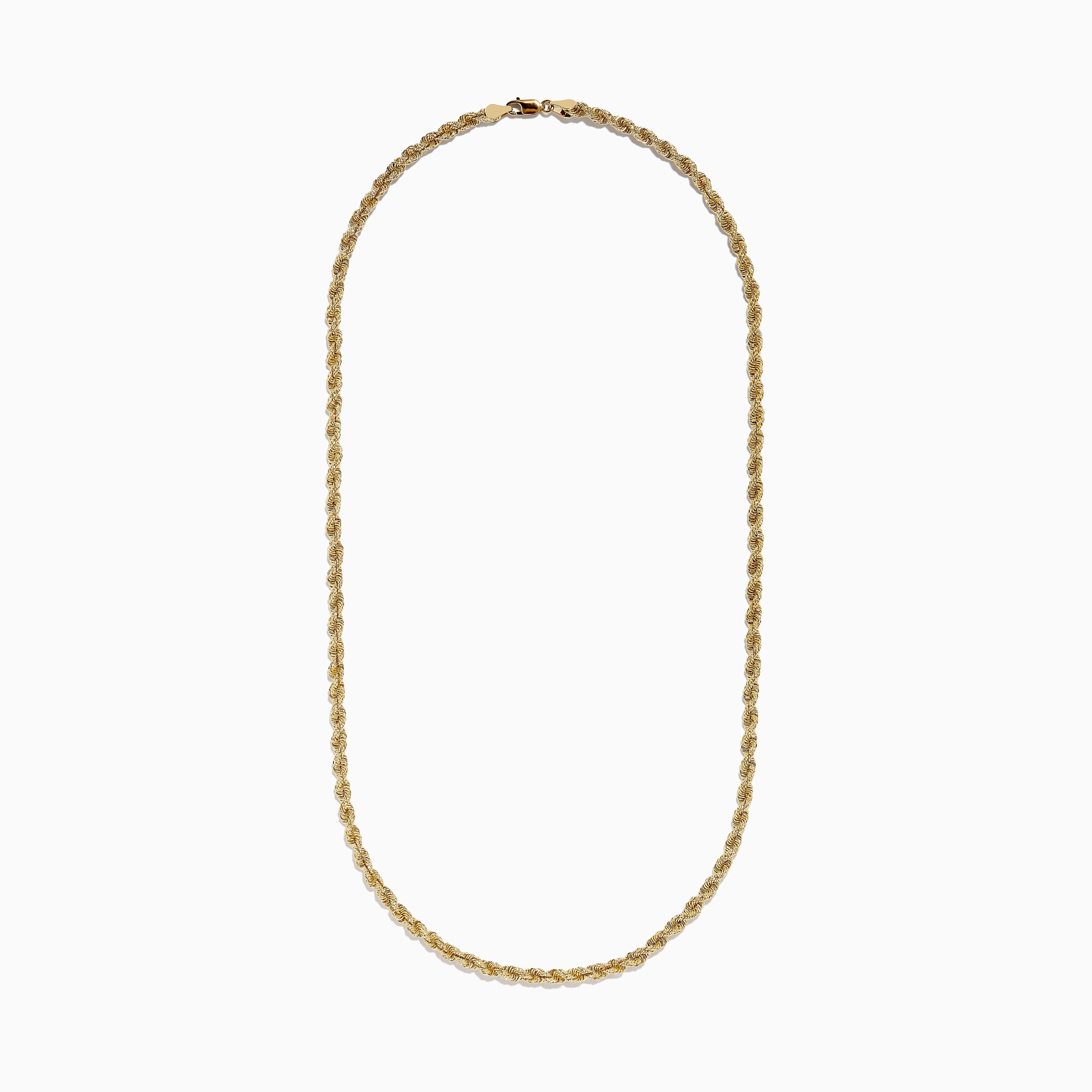 14K Yellow Gold 4mmHollow Spiral Rope 22" Necklace