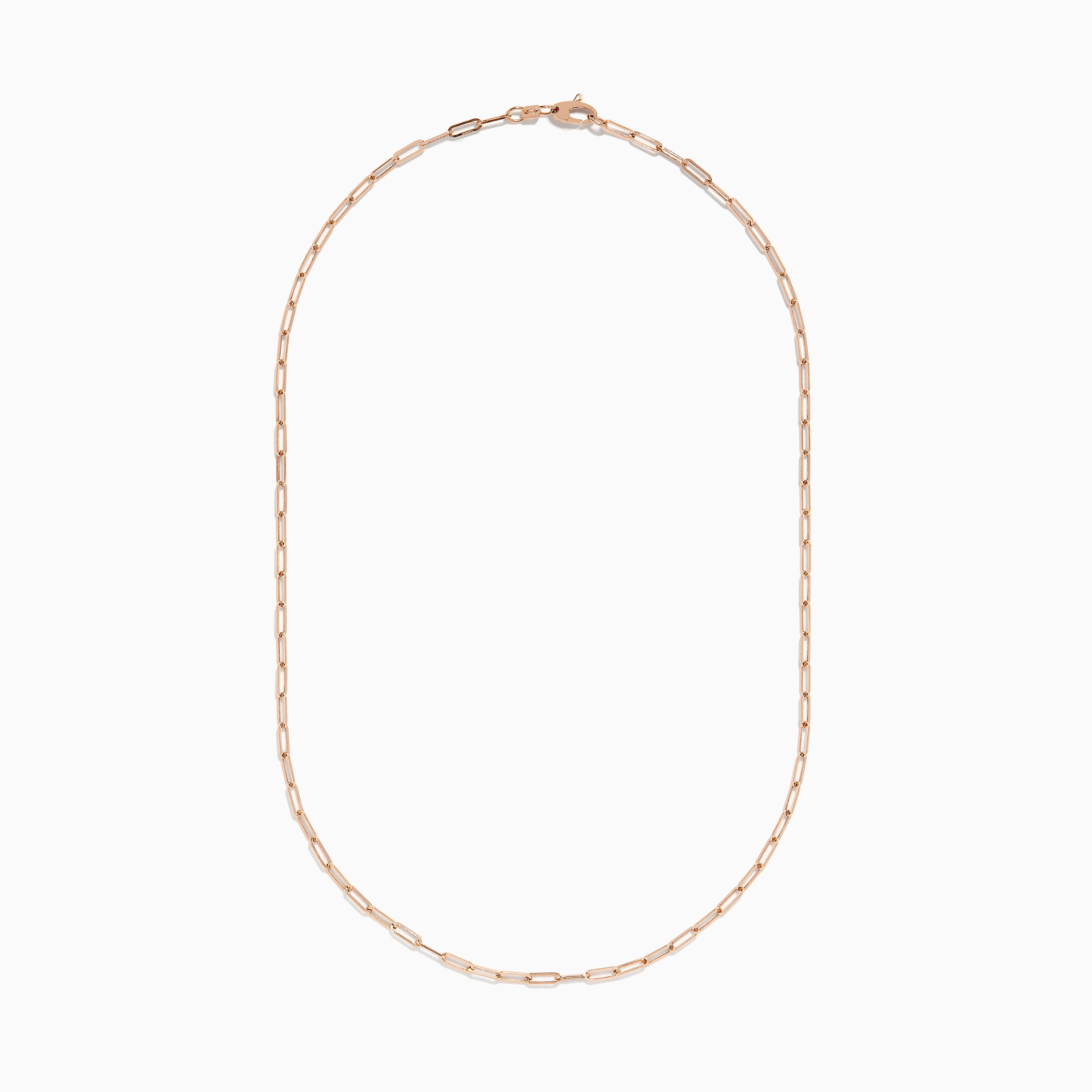 14K Rose Gold 18" 2.5mm Paperclip Necklace