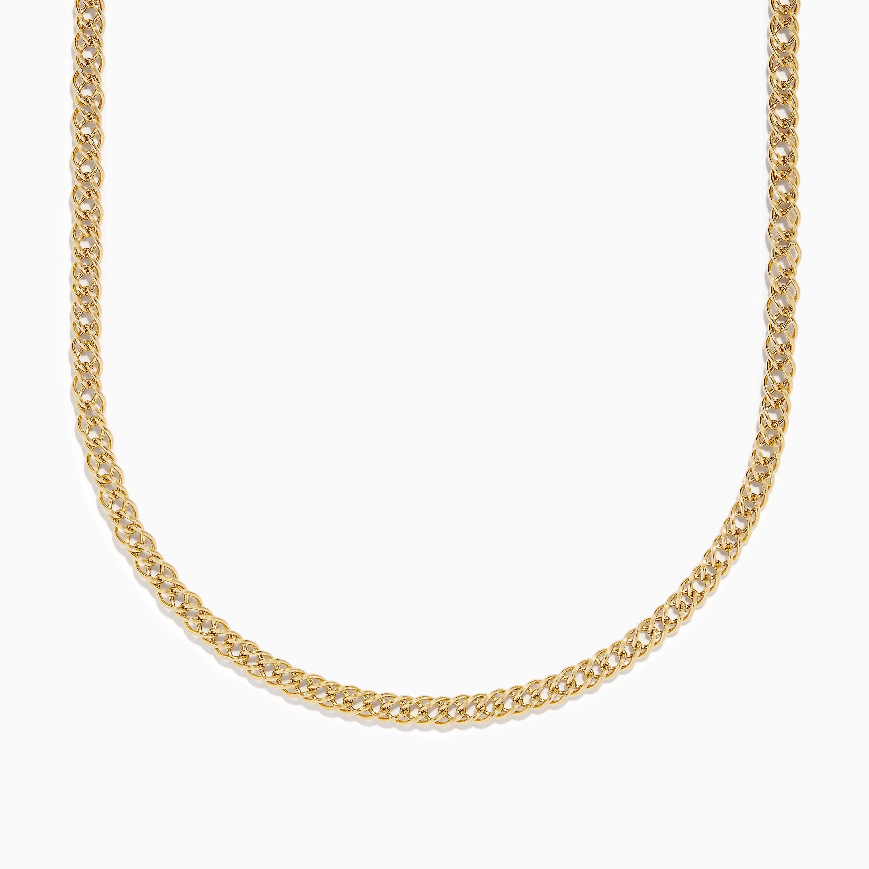 14K Yellow Gold Hollow Interlock Links Chain Necklace 18"