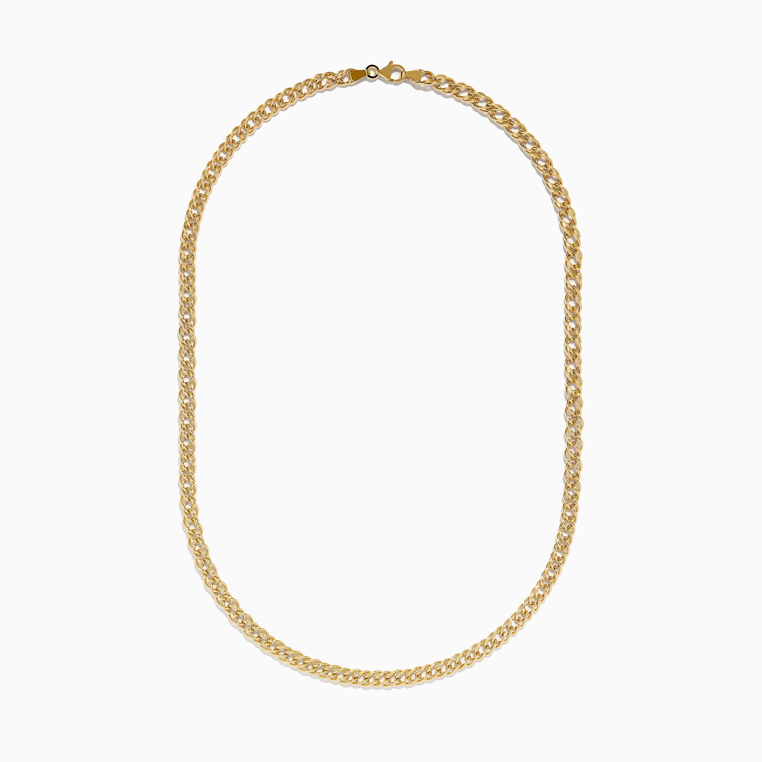 14K Yellow Gold Hollow Interlock Links Chain Necklace 18"