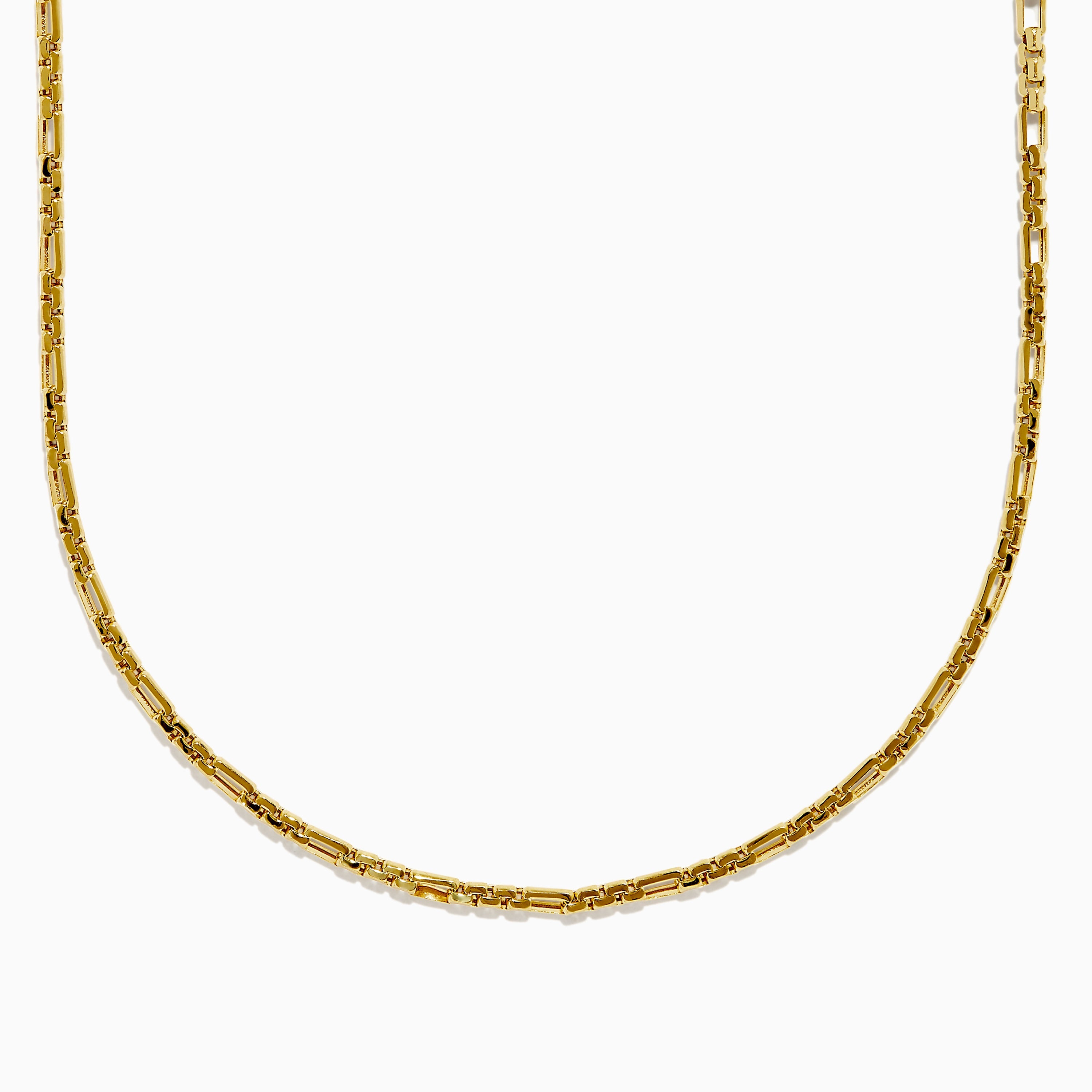 14K Yellow Gold 3mm Hollow Alternated Round Box 20" Necklace