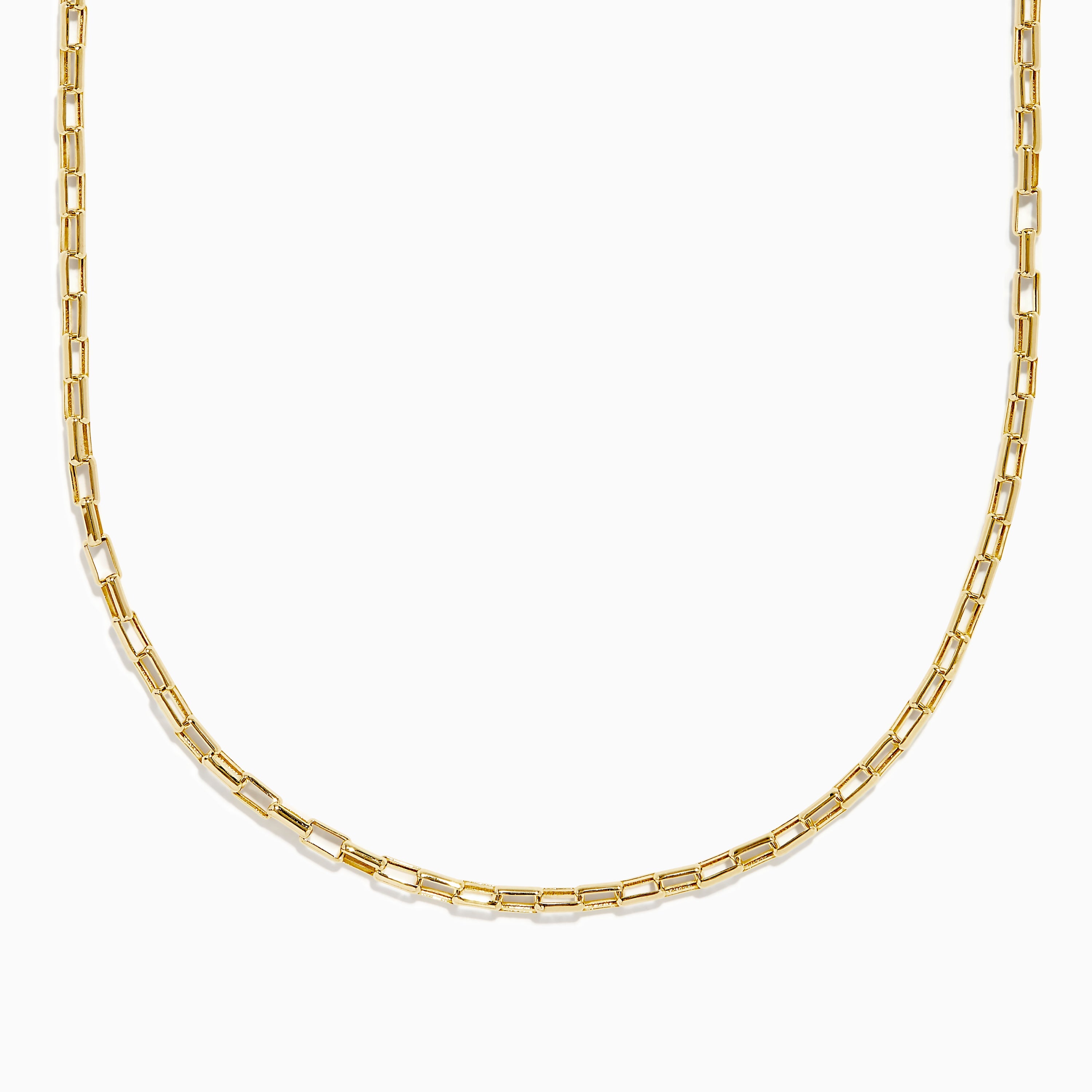 14K Yellow Gold Hollow Rectangle Link Necklace