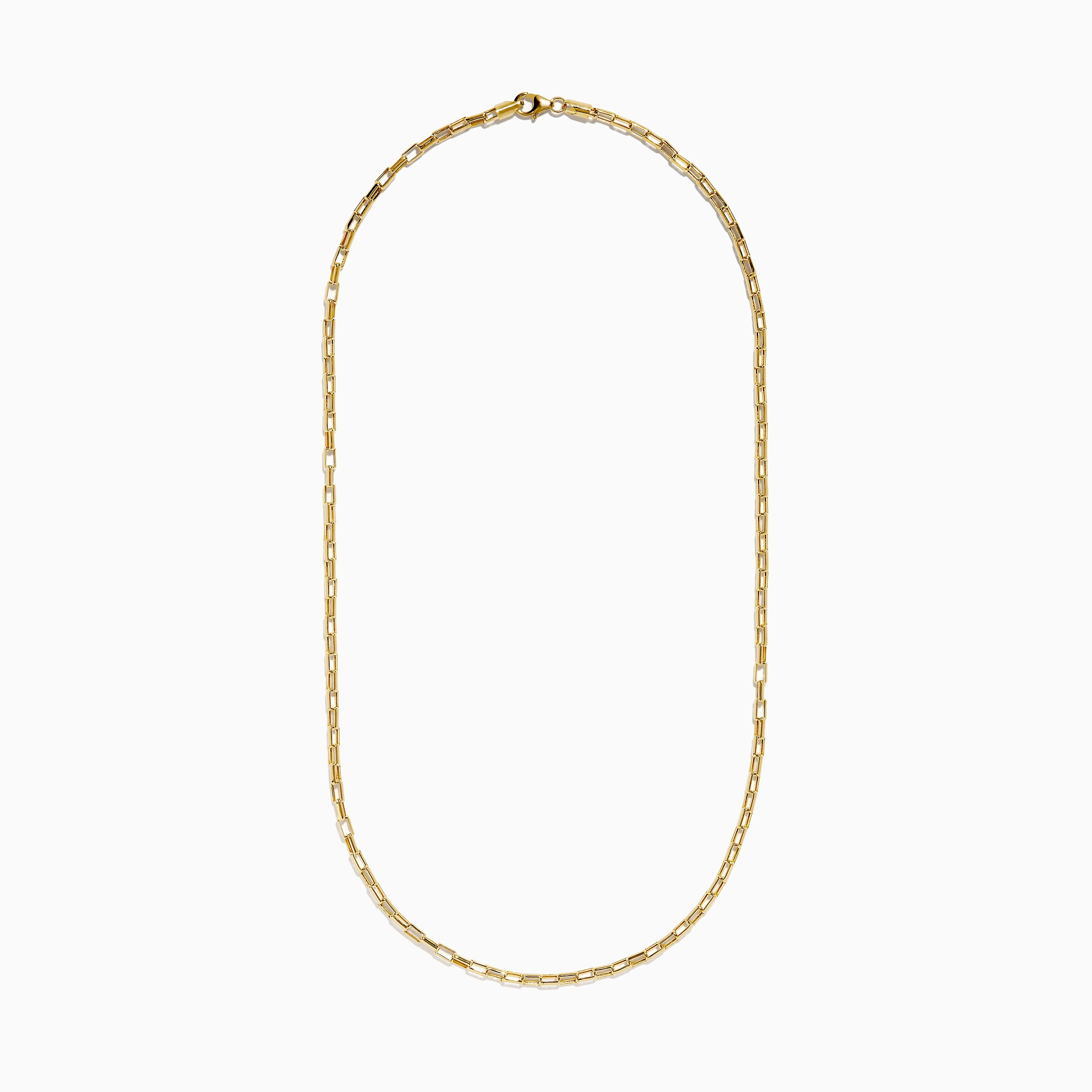 14K Yellow Gold Hollow Rectangle Link Necklace