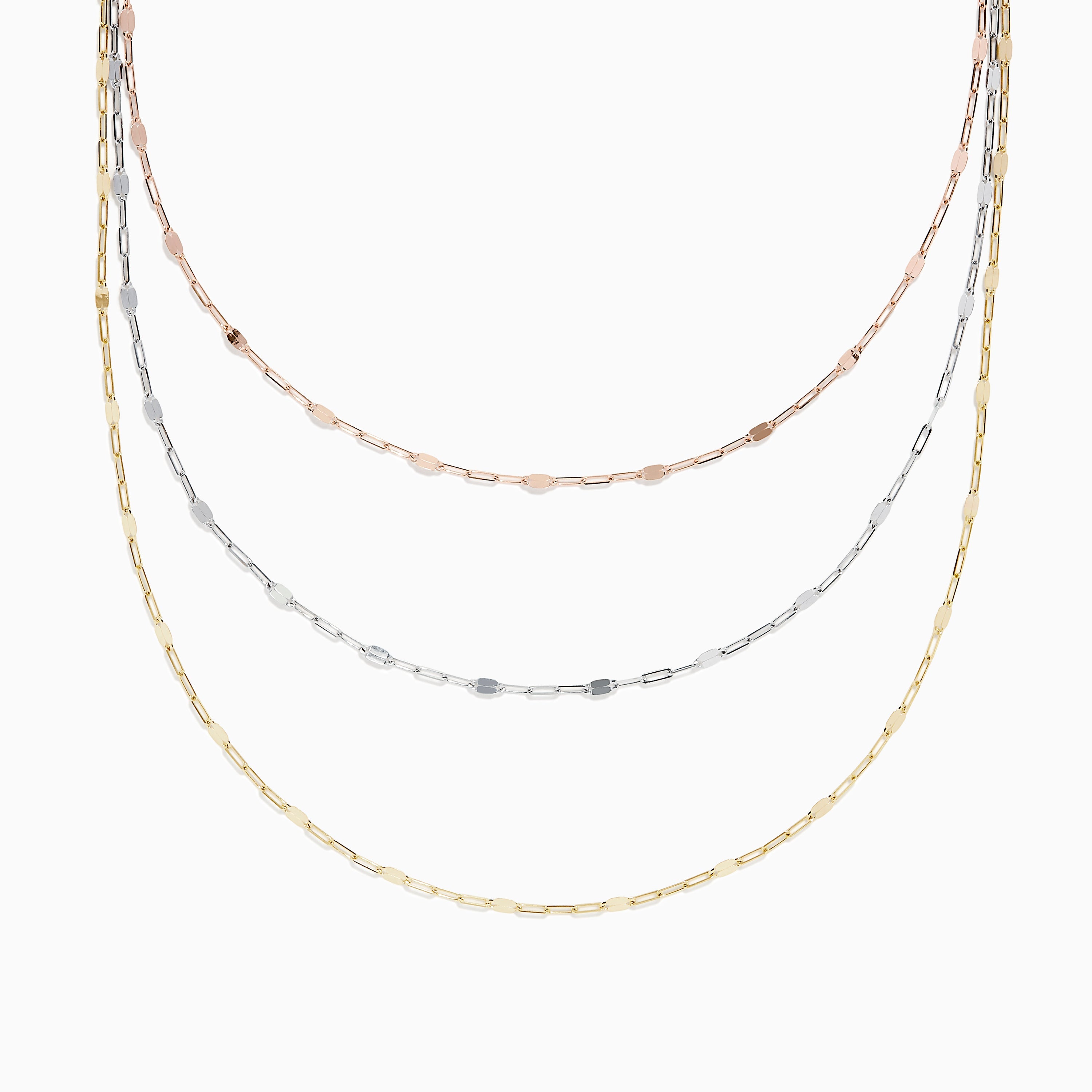 14K Tri Tone Gold Mirror Chain Necklace 17"